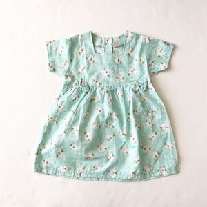 Vintage Floral print button front bow dress 3T